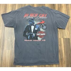 2021 Harley-Davidson Motorcycles Black Cat Panther skull graphic cotton t-shirt